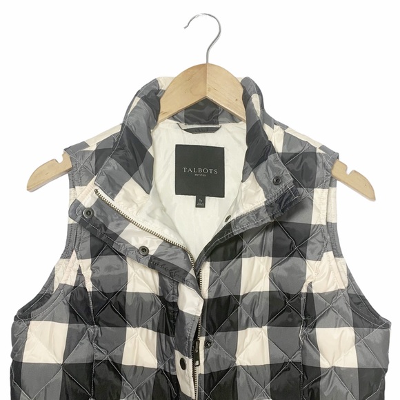 🎄3/$15 Talbots Plaid Down Filled Zipper Snap Vest SP - Picture 4 of 7